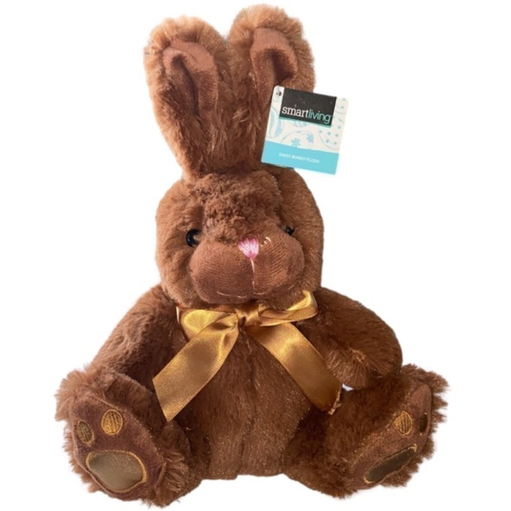 ANIMAL ADVENTURE Daisy the Plush Brown Bunny with Gold Bow NWT